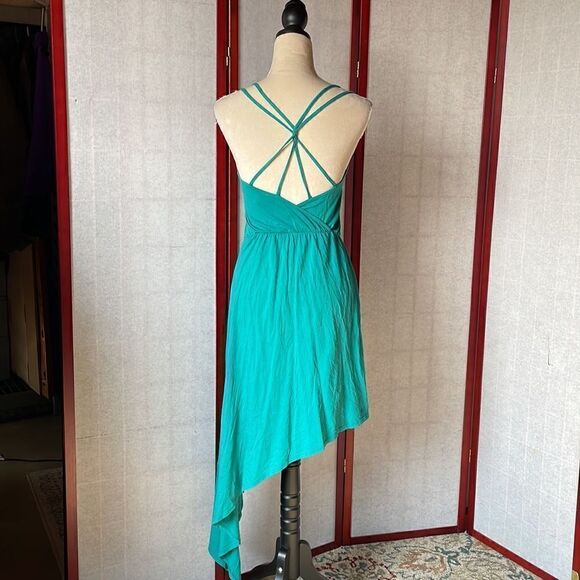Bobi Turquoise Asymmetrical Dress with Strappy Back (Size: XS) - Picture 6 of 13